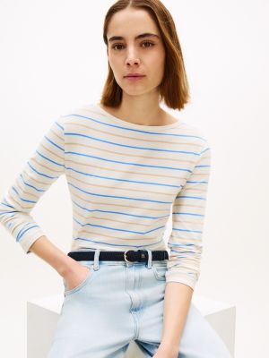 Tommy Hilfiger Yüngül Boatneck Köynək, Zəngin Krem Rengareng