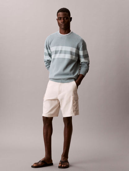 Calvin Klein Tech Knit Stripe Sweater Texturlu Çizgi Pulover
