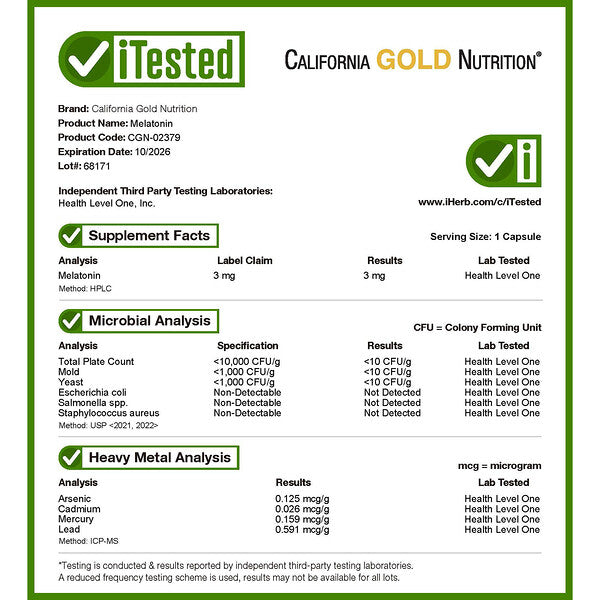 California Gold Nutrition Melatonin 3 Mq 90 Veggie Kapsul
