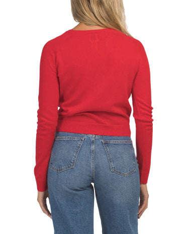 FAMOUS BRAND Kəşmir Crew Neck Uzun T袖cü Saddle Kardiqan