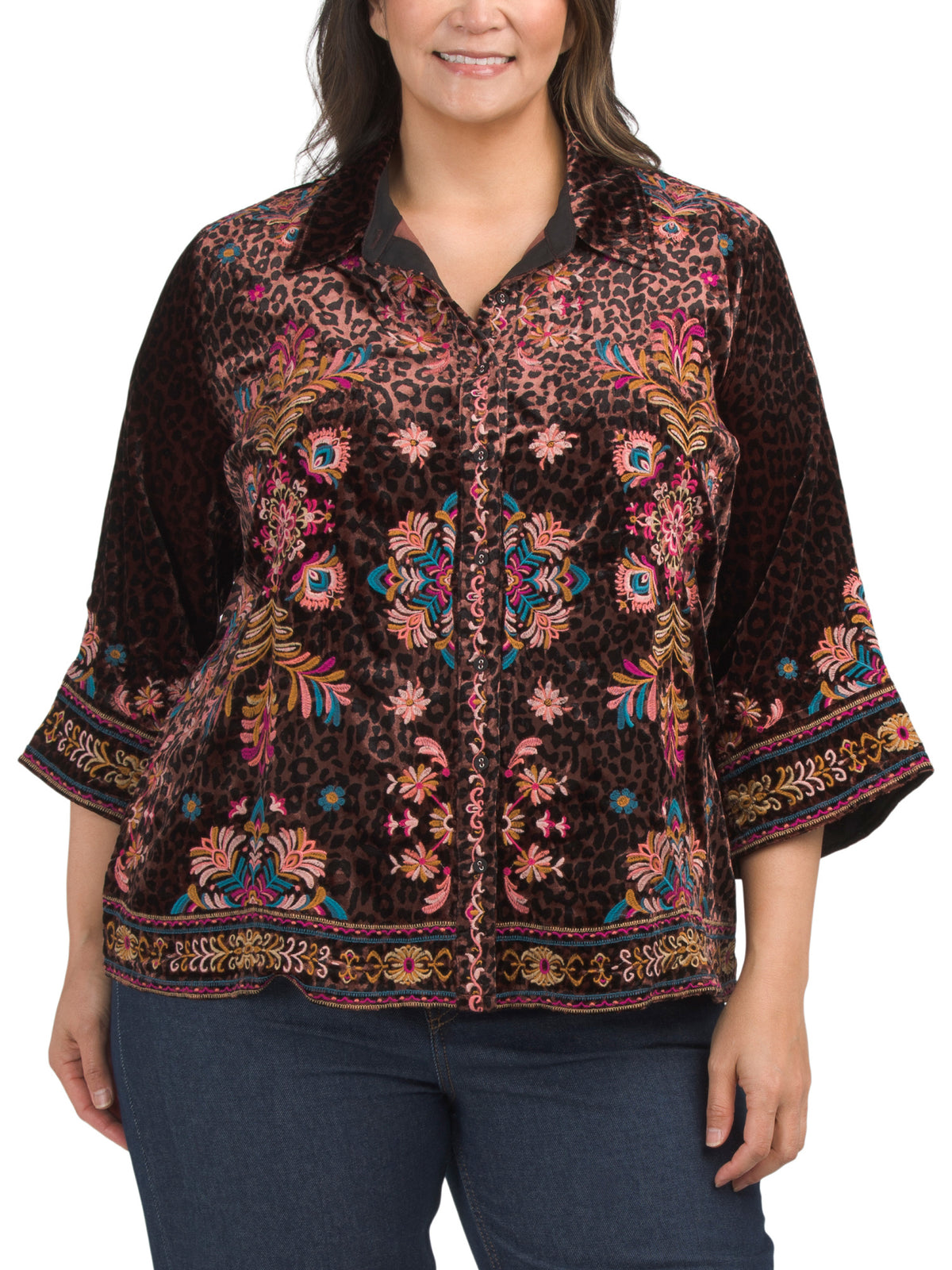 Böyük Ölçü Kimono Qolu Köynəyi