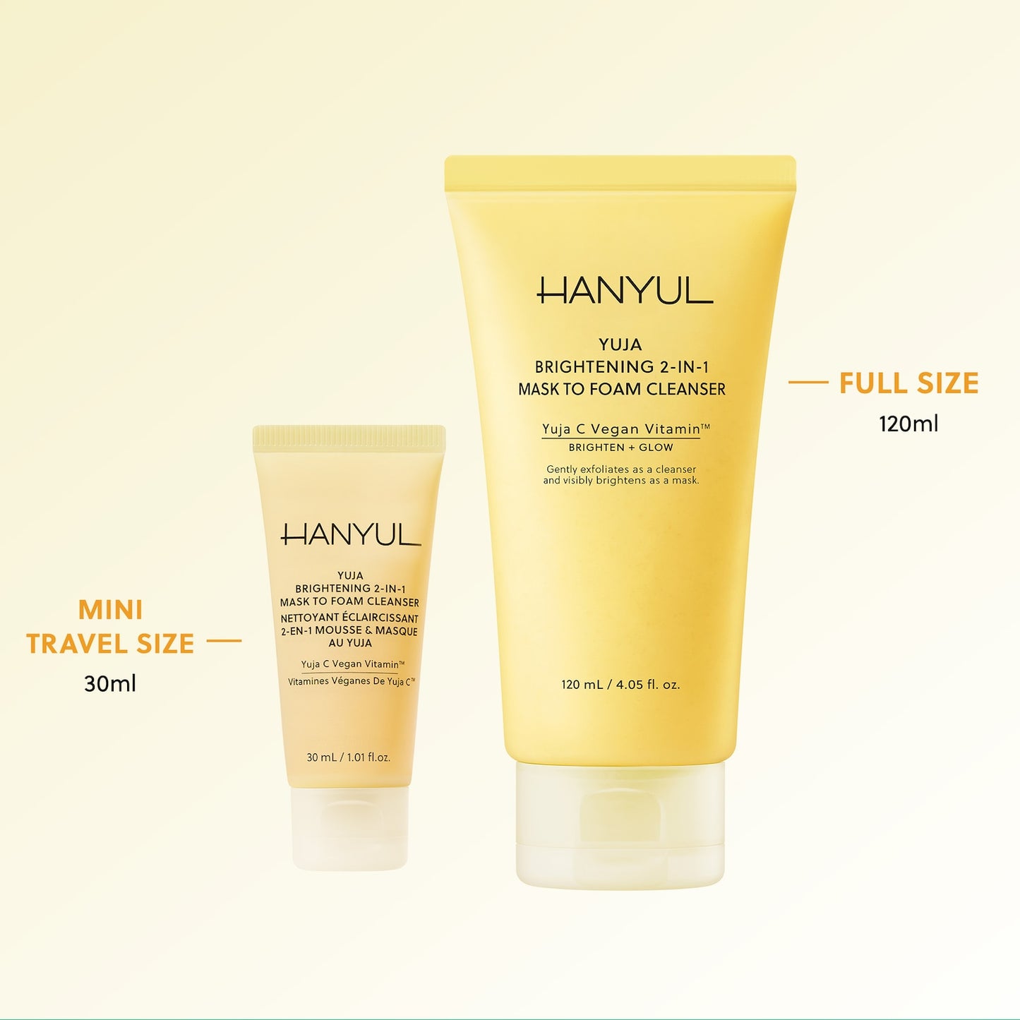 Hanyul Koreyalı Mini Yuja Parlaqlıq 2-in-1 Maska və Köpük Üz Yuma Vasitəsi Vitamin C + Niacinamide ilə