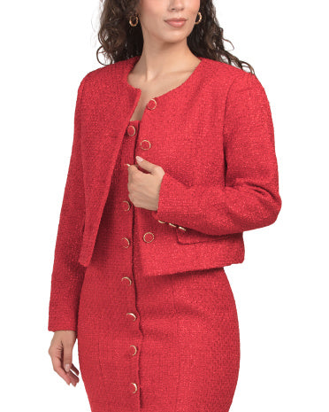 ENDLESS ROSE Tweed Düyməli Gödəkçə