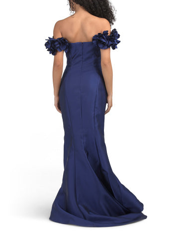RENE BY RENE RUIZ Off The Shoulder 3D Çiçək Aplikasyon Geyimi