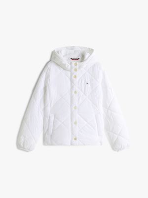 Tommy Hilfiger Yüngül Kapüşonlu Dolgulu Preslənmiş Gödəkçə, Fil Dişi