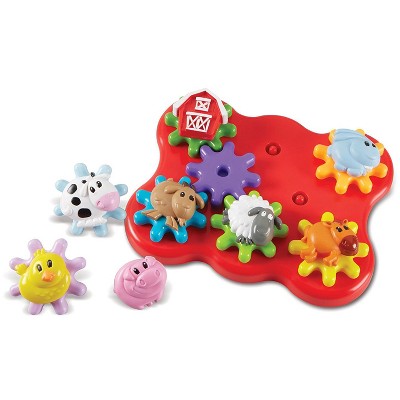 Learning Resources Barnyard Friends Build & Spin - Balaca Uşaq Hissiyyat Oyuncaqları, 2+ Yaş
