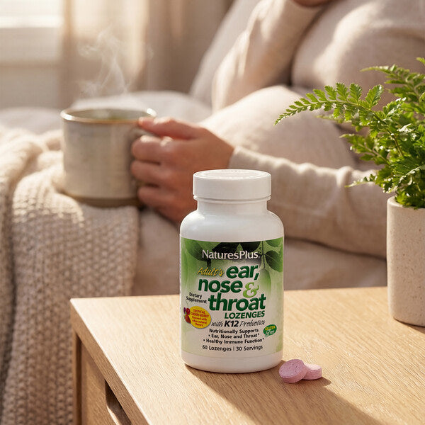 Naturesplus Adult S Qulaq Burun Boğaz Pastilləri K12 Probiotiklə Təbii Çoxmeyvəli Dad 60 Pastil