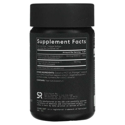 Sports Research D3 K2 Bitki Əsaslı 125 Mcg 100 Mcg 60 Vegetasyon Softgel YoxYox