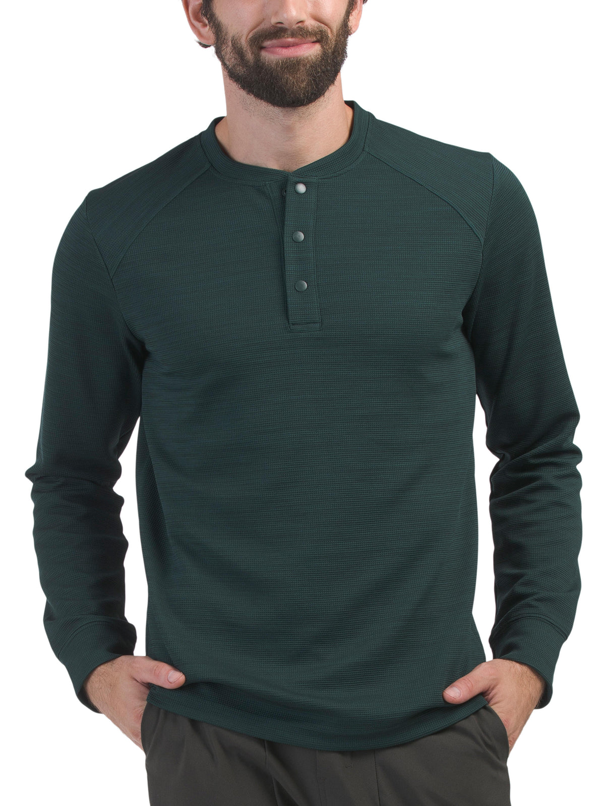 GAIAM Rahat və Sərin Uzun Qolu Henley Yəqəsi Bluzka