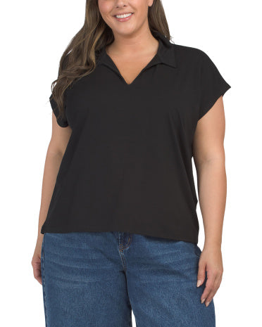 Plus Fine Stretch Knit Top Qadın Uzadılmış Biniş Bluzka