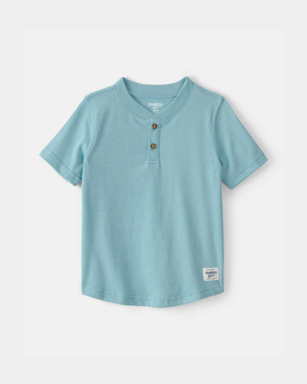 OshKosh B'gosh Uşaq Oğlan Qısa T袖 Henley Köynəyi - Firuzə