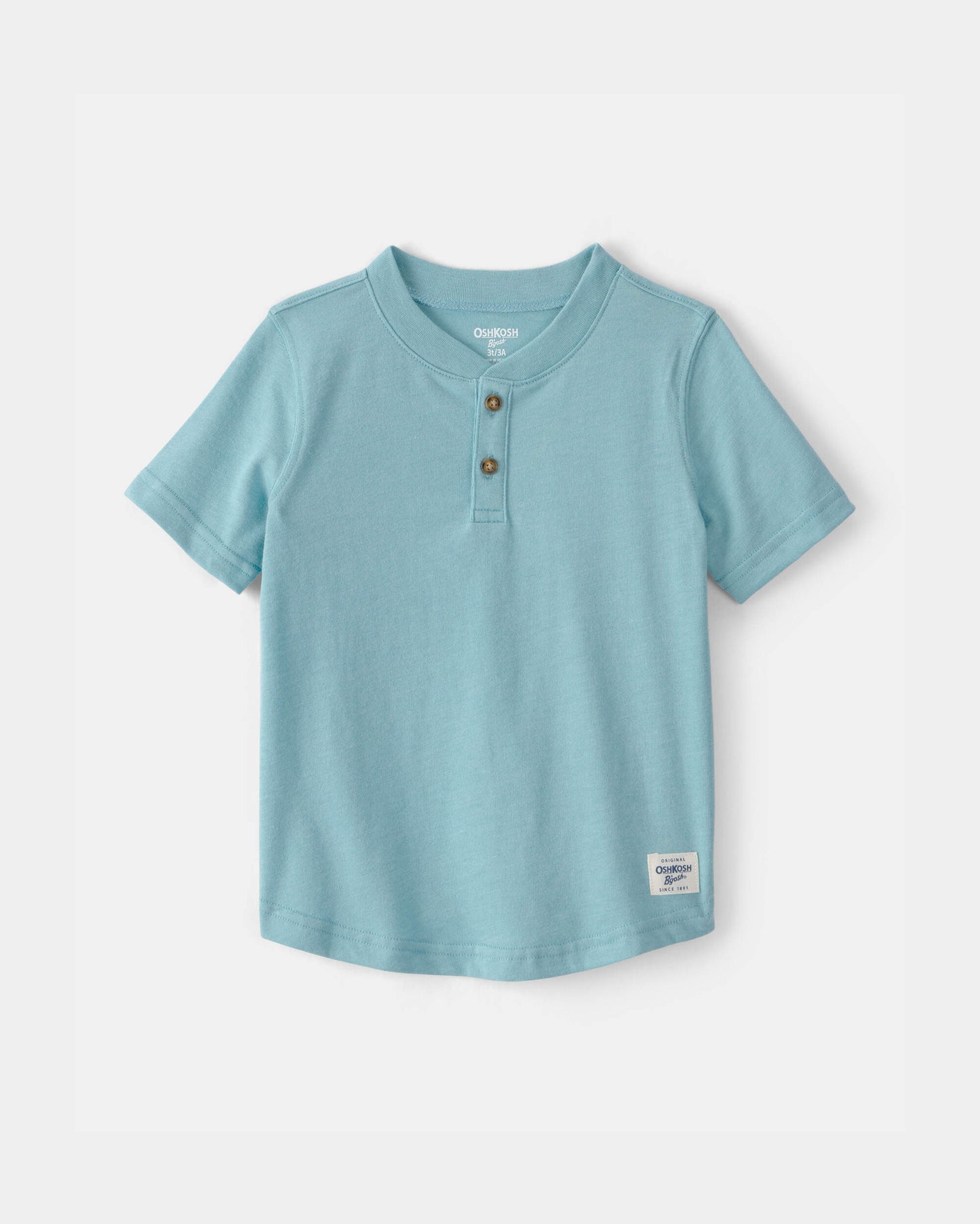 OshKosh B'gosh Uşaq Oğlan Qısa T袖 Henley Köynəyi - Firuzə