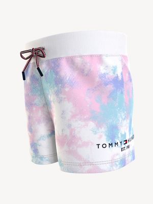 Tommy Hilfiger Uşaq Bağlı Boyalı Qısa Şalvar, Mavi / Çəhrayı Rəngarəng