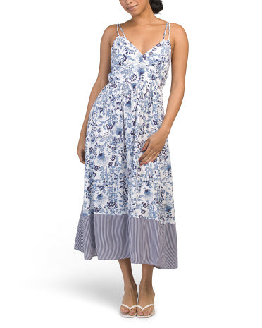 ELLEN TRACY Challis Strappy Maxi Uzun Geyim