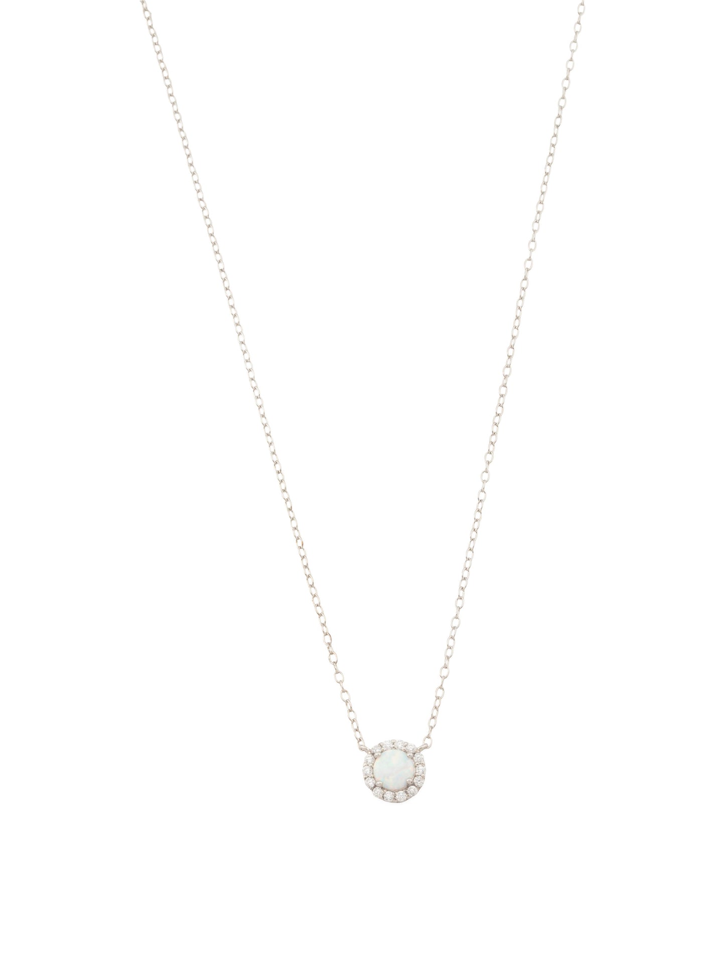 ISABELLA M Sterling Silver Opal və Kübik Zirkoniа Halo Boyunbağı