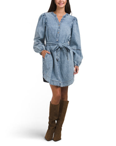 IN FEBRUARY Denim Kəmərli Mini Geyim