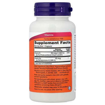 Now Foods D3 K2 Vitamini 120 Kapsul