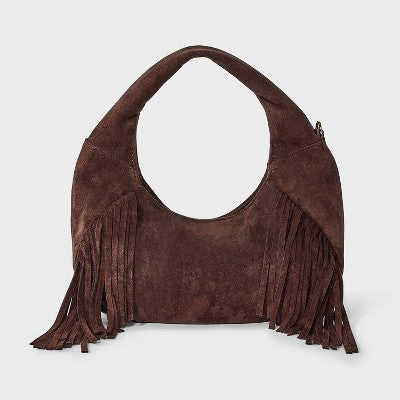Universal Thread Soft Fringe Crescent Çanta - Qəhvəyi