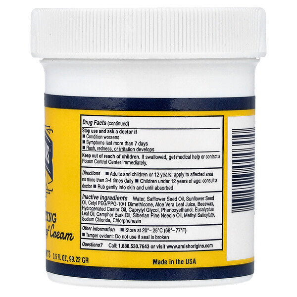 Amish Origins Dərin Nüfuz Edən Yağsız Ağrı Kəsici Krem 3.5 Fl Oz 99.22 G