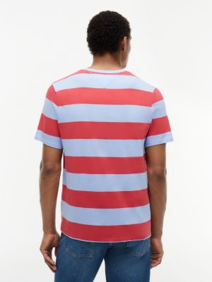 Tommy Hilfiger Rugby Stripe Köynək, Vintage Qırmızı/Açıq Mavi Zolaq