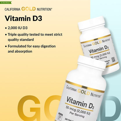 California Gold Nutrition D3 Vitamini 50 Mcg 2000 IU 360 Balıq Jelatin Kapsula