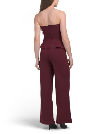 MADDEN GIRL Strapless Peplum Jumpsuit