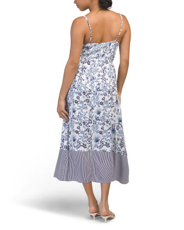 ELLEN TRACY Challis Strappy Maxi Uzun Geyim