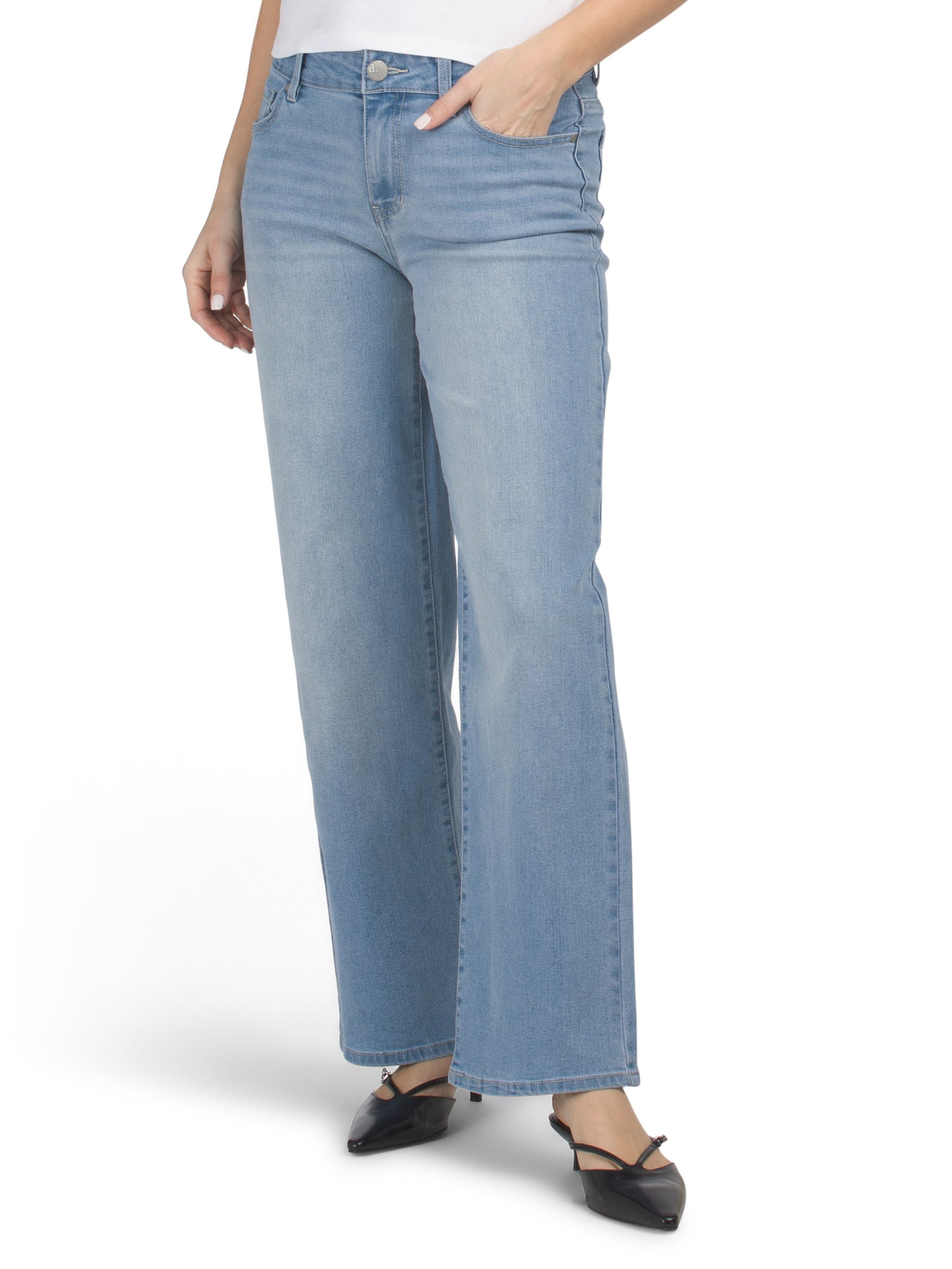 D. JEANS Orta Bel Genişayaqlı Cins Şalvar