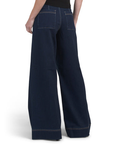 Nori Fashion Patch Cəbi Geniş Bacaqlı Cins