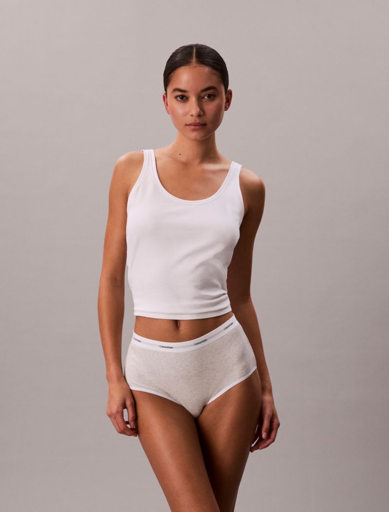 Calvin Klein Pamuklu Esnek Ribli Yüksək Bel Tanga
