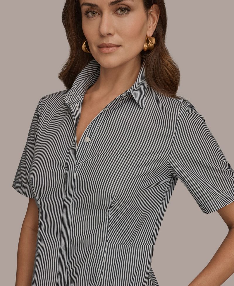 Donna Karan Weekend Qadın Yaxalıqlı Düymələri Öndə Geyim