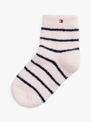 Tommy Hilfiger Uşaq Çizgili Yumuşaq Çorap, Açıq Çəhrayı / Rengareng