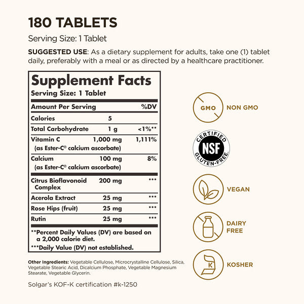 Solgar Ester-C Plus Vitamin C 1000mg 180 Tablet