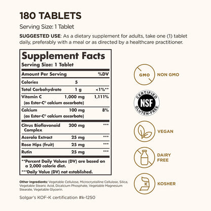 Solgar Ester-C Plus Vitamin C 1000mg 180 Tablet