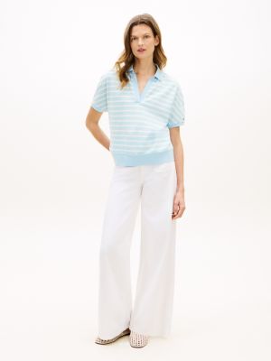Tommy Hilfiger Rahat Oturuşlu Çizgili Polo, Rain Dance Kombinasiyası