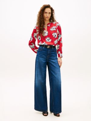 Tommy Hilfiger Çiçəkli Naxış Krep Kazağı, Əsas Qırmızı