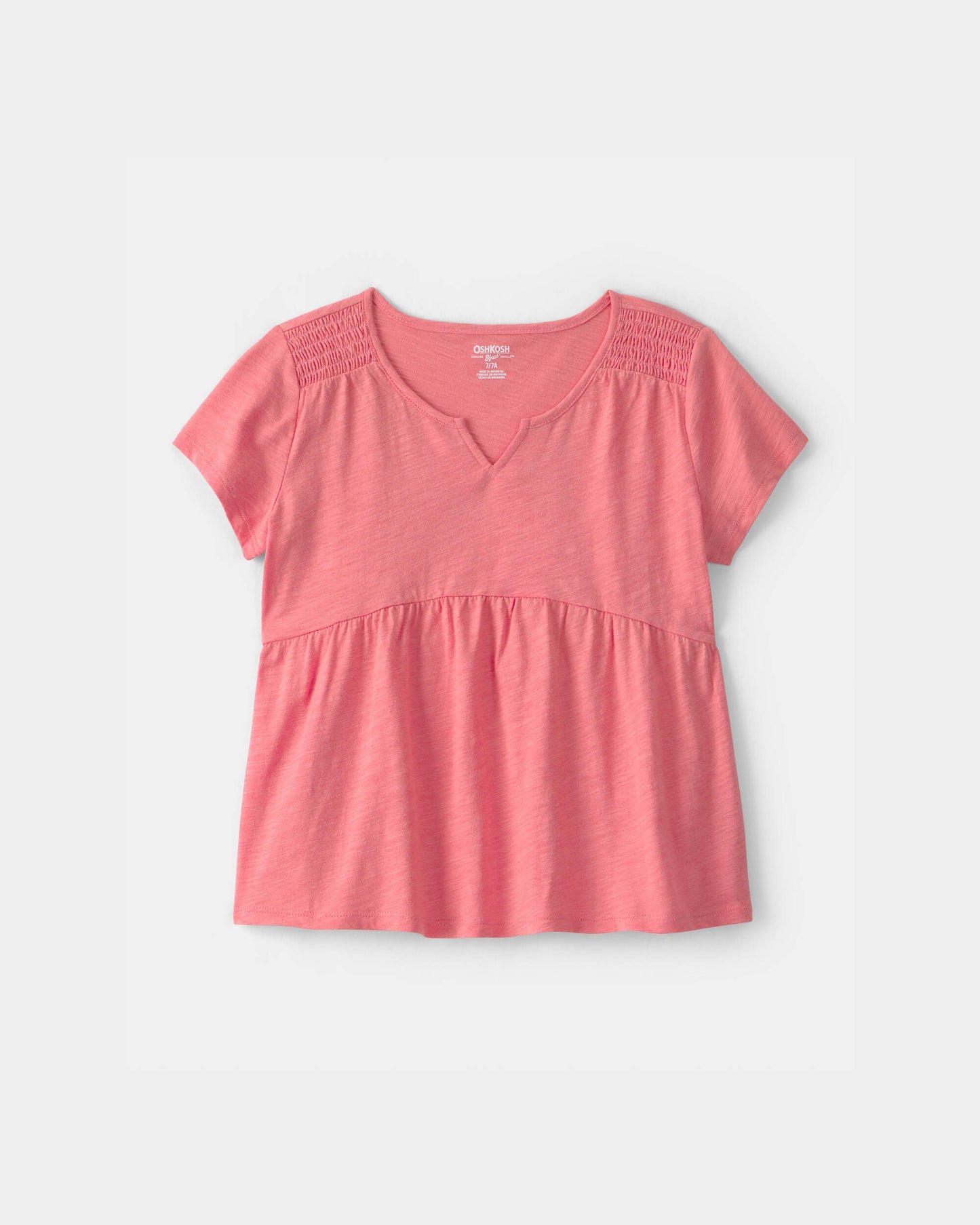 OshKosh B'gosh Qız Peplum Qısa Tərəvəz Köynəyi - Coral