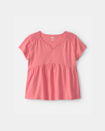 OshKosh B'gosh Qız Peplum Qısa Tərəvəz Köynəyi - Coral
