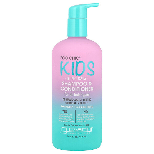Giovanni Eco Chic Uşaq 2-in-1 Gündəlik Şampun Balzam Bütün Saç Tipleri Üçün 16.5 Fl Oz 487 Ml