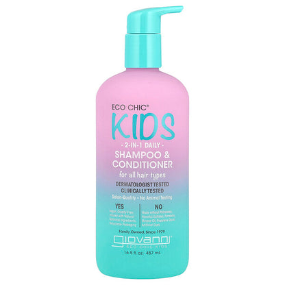 Giovanni Eco Chic Uşaq 2-in-1 Gündəlik Şampun Balzam Bütün Saç Tipleri Üçün 16.5 Fl Oz 487 Ml