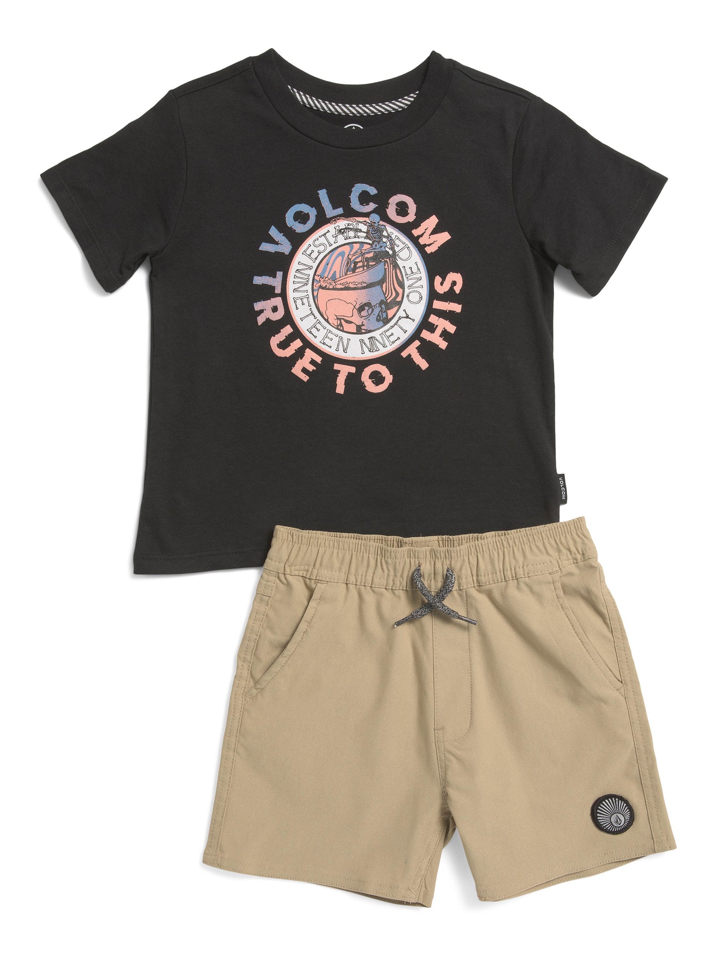 VOLCOM Oğlan 2 Parçalı Qrafik Tişört və Şort Dəsti