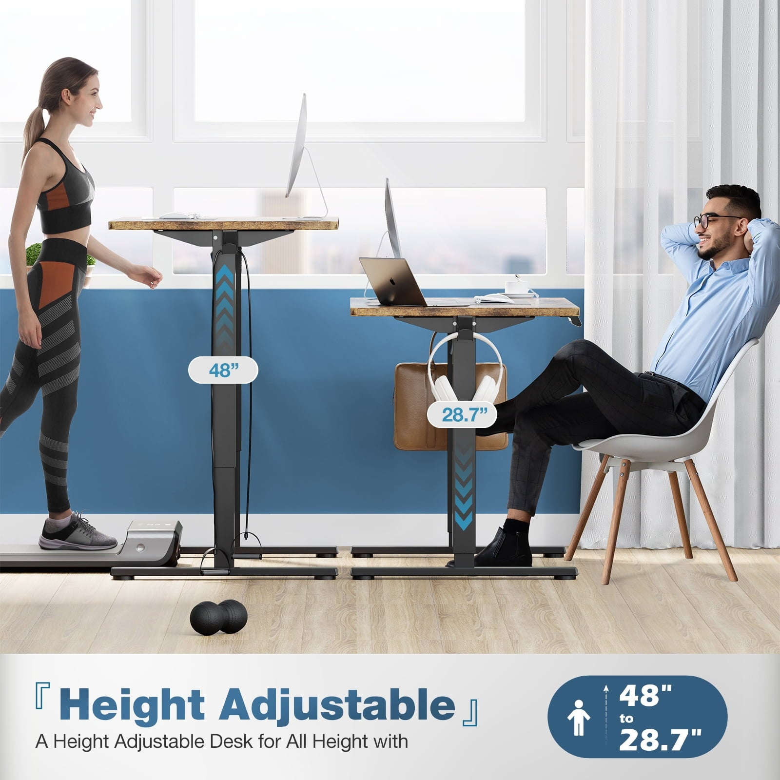 edx Elektrik Tənzimləməli İş Masası, 48 x 24 Düym Ergonomik Masası YoxYox