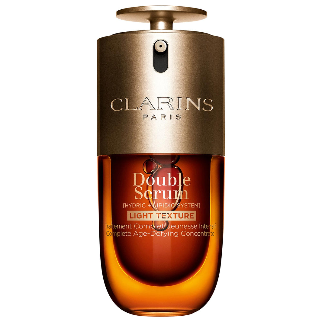 Clarins DOUBLE SERUM® Yüngül Teksturası Sıyırma, Parlaqlıq Artırma və Məsamələri İncelətmə