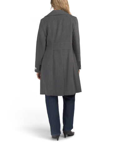 ANNE KLEIN Yün və Kəşmir Qarışığı Tək Cəbhəli Qeyd Yaqa Paltası