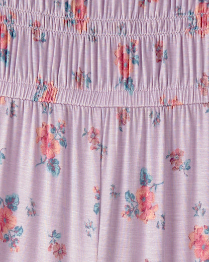 OshKosh B'gosh Qız Çiçəkli Smok Tulumlu - Bənövşəyi