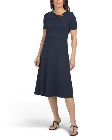 LONDON TIMES Midi Fit and Flare Geyimi