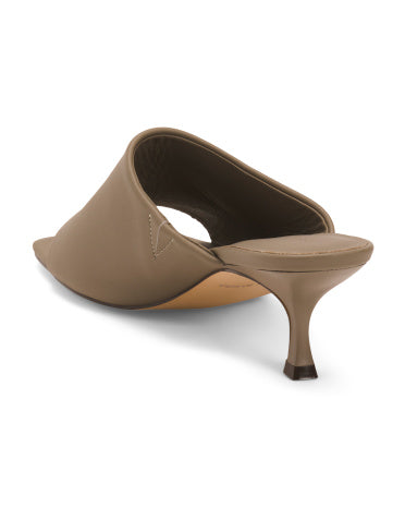 YOSI SAMRA Leather Wren Kvadrat Açıq Bud Kitten Topuqlu Muller