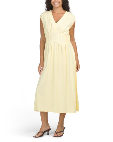 NANETTE NANETTE LEPORE Pintuck Pleat Smocked Waist Midi Geyimi