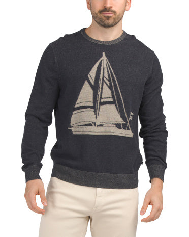 NAUTICA Performance Sweater With Striped Ribbed Trim