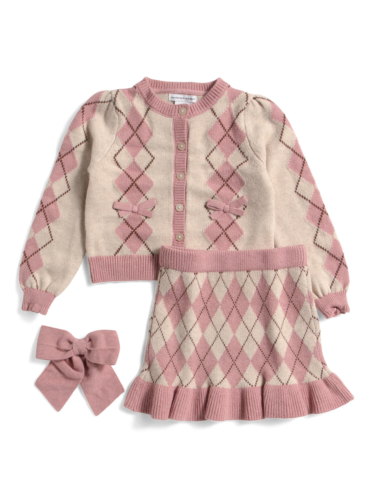 CUPCAKES AND CASHMERE Kiçik Qız Argyle Kardiqan və Uyğun Ətək 2 Parça Dəsti